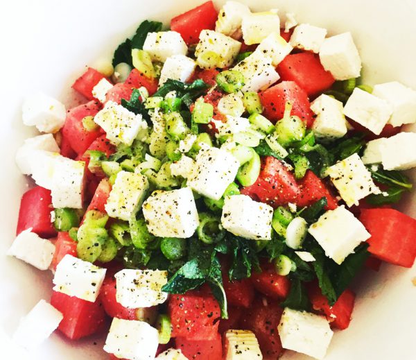 Watermelon Salad with sheep cheese